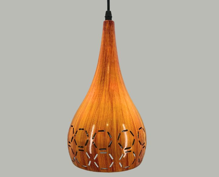 Goldstar LED Hanging Light 6 Inch Wooden Aluminium Cone (HL26) With E27 Holder -1